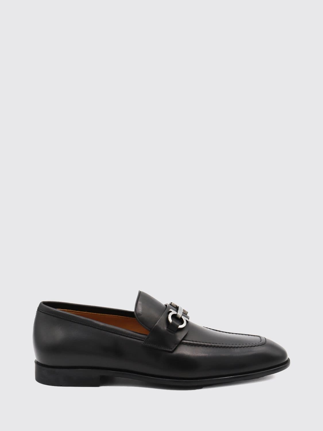 Ferragamo Calf Leather Penny Loafers with Metal Gancini Logo
