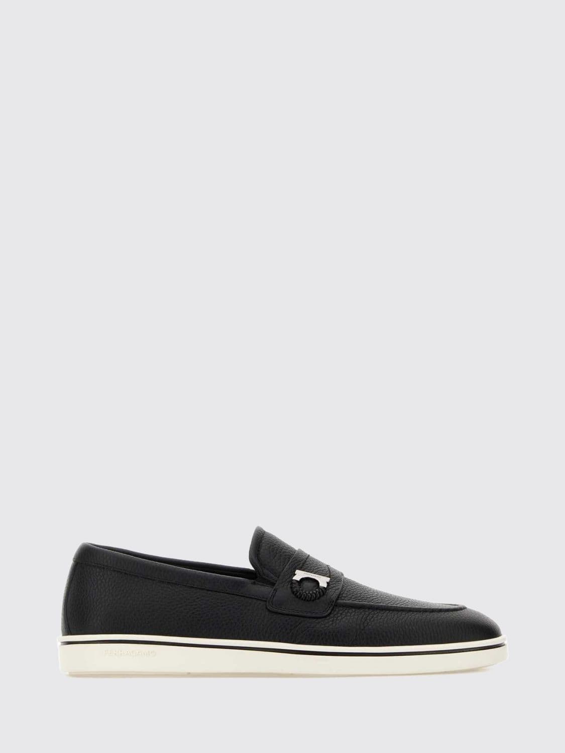 Ferragamo Grained Calf Leather Loafers with Metal Gancini