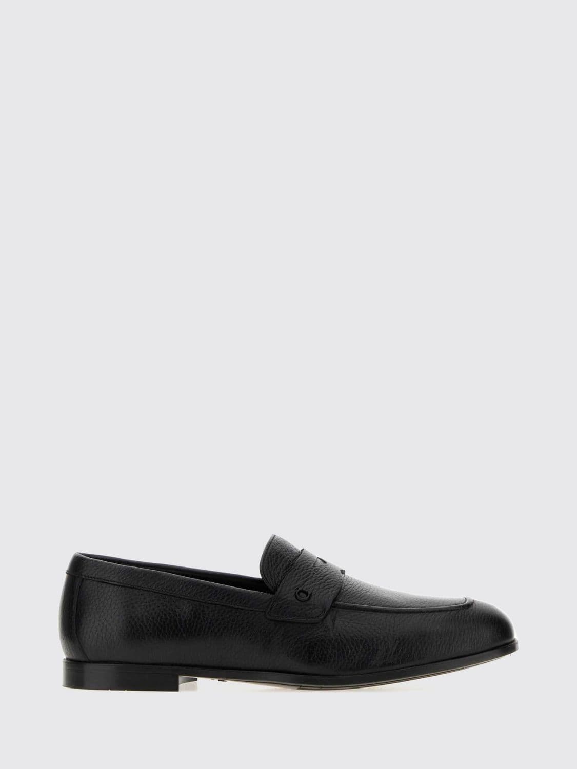 Ferragamo Deer Leather Penny Loafers with Applied Gancini Logo