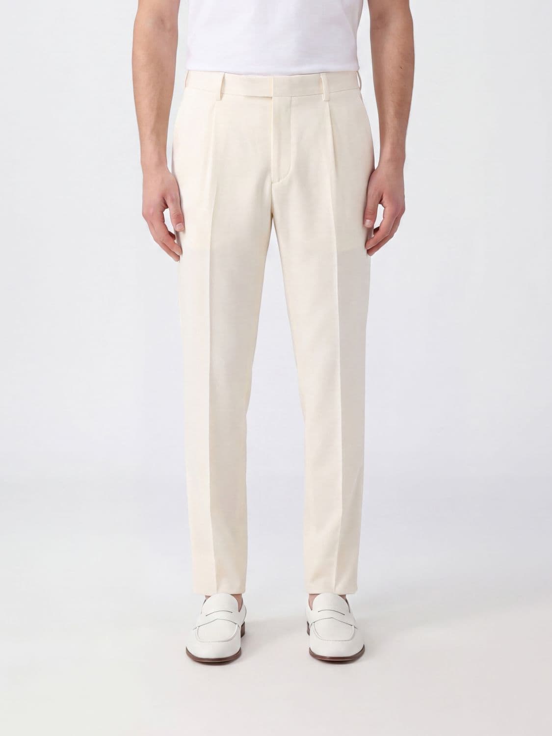 Ferragamo Slim Fit Tailored Trousers in Cotton and Cashmere