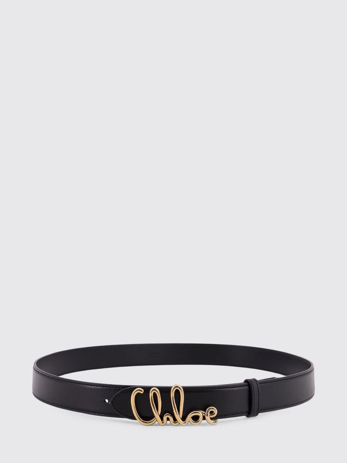 Chloé Iconic Smooth Calfskin Leather Belt with Metal Logo Buckle