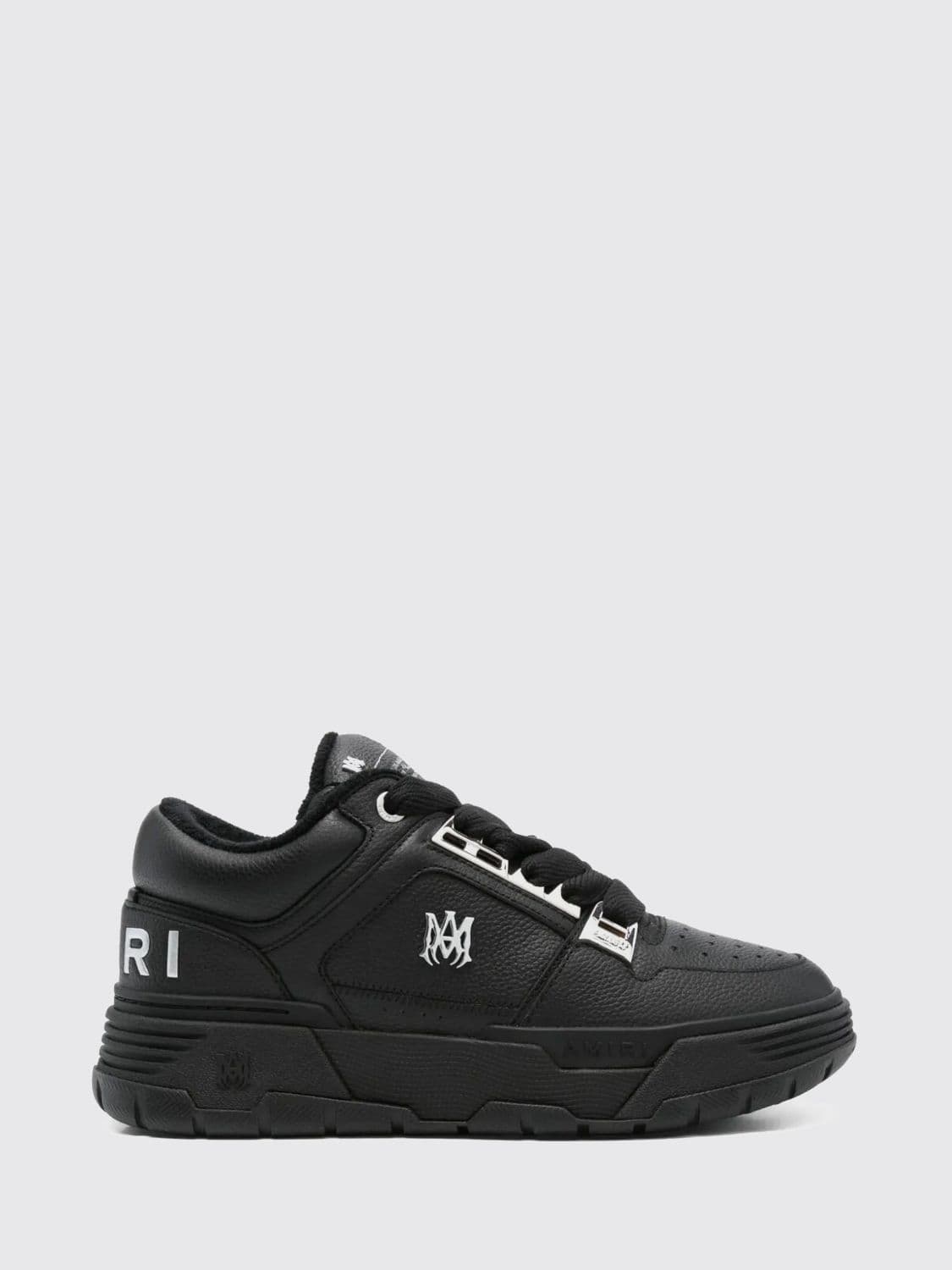 Amiri MA-1 Low-Top Sneakers in Grained Leather with Perforated Toe and Padded Ankle