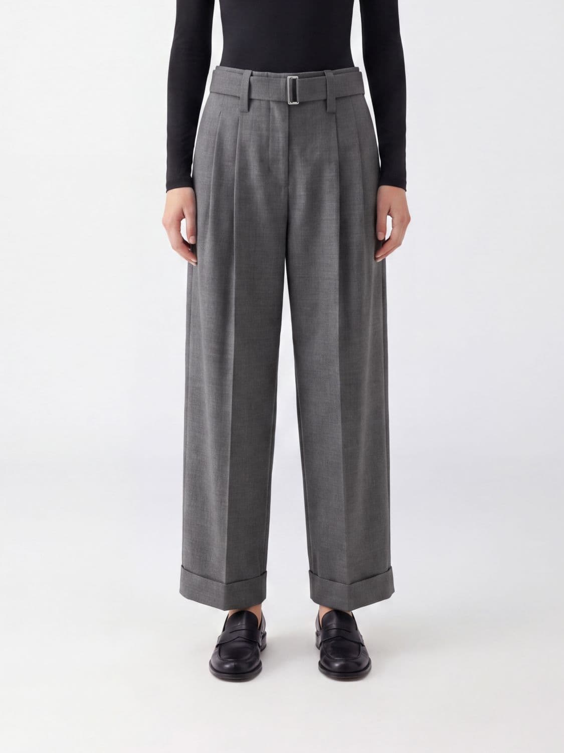 Brunello Cucinelli Cropped Wide-Leg Wool-Blend Trousers with Pleats