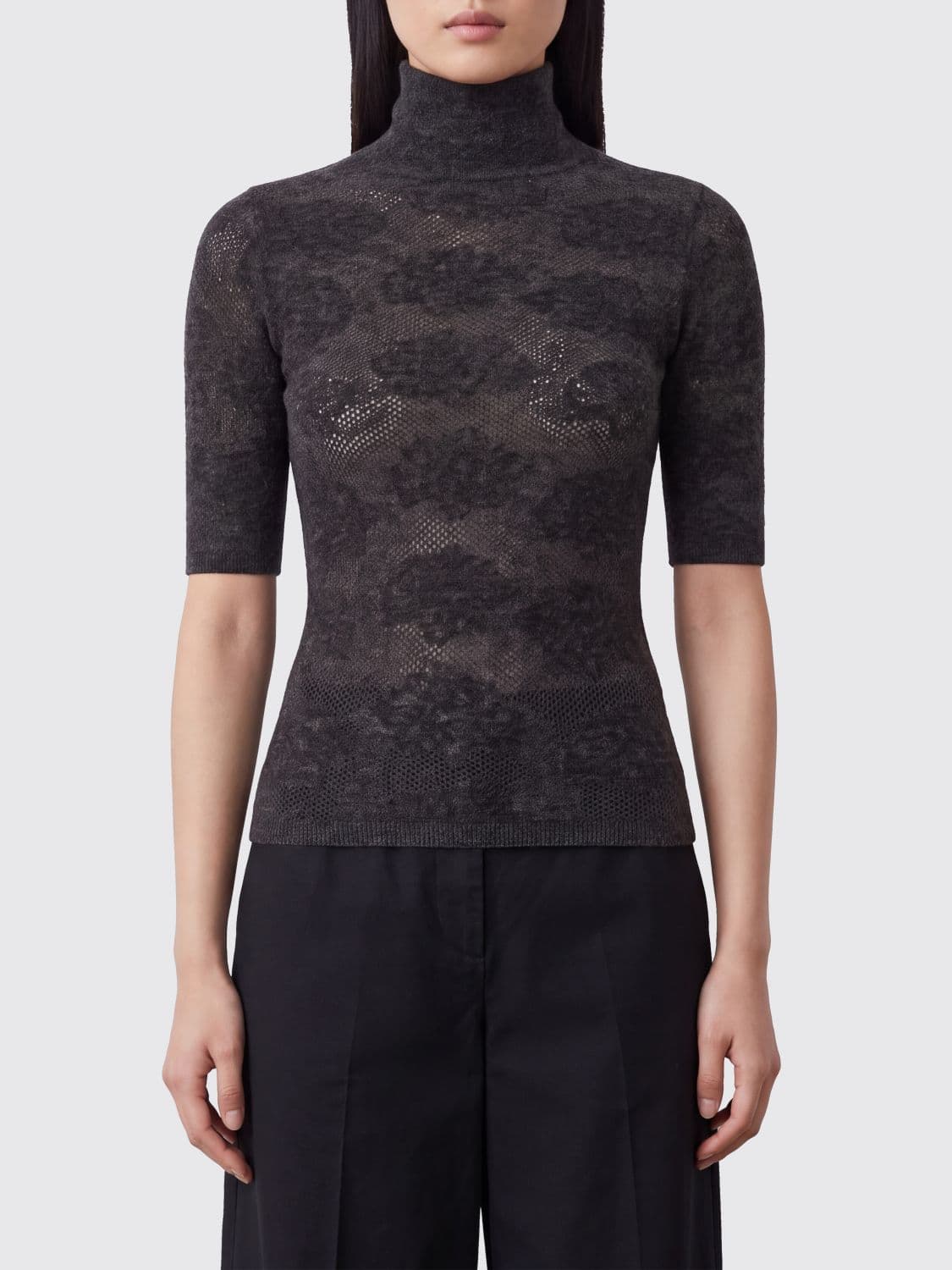 Brunello Cucinelli Slim Fit High Neck Jumper in Silk, Alpaca and Wool