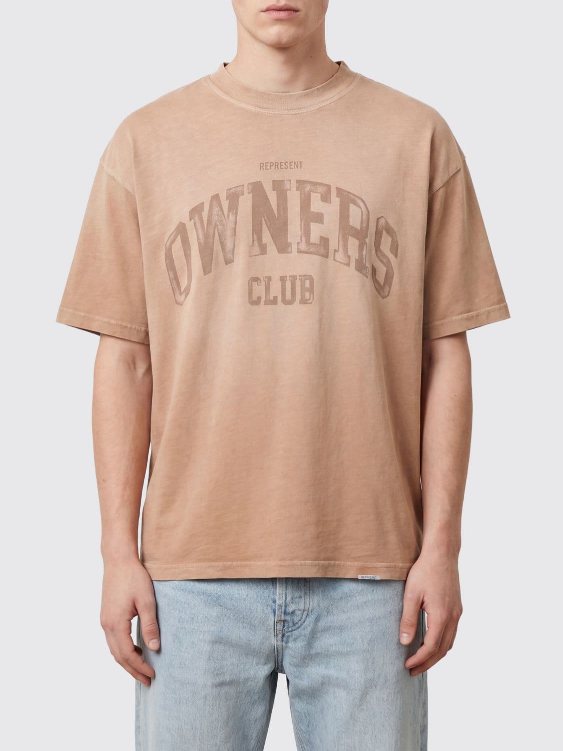 Represent Vintage-Style Cotton T-Shirt with Printed Logo and Dropped Shoulders