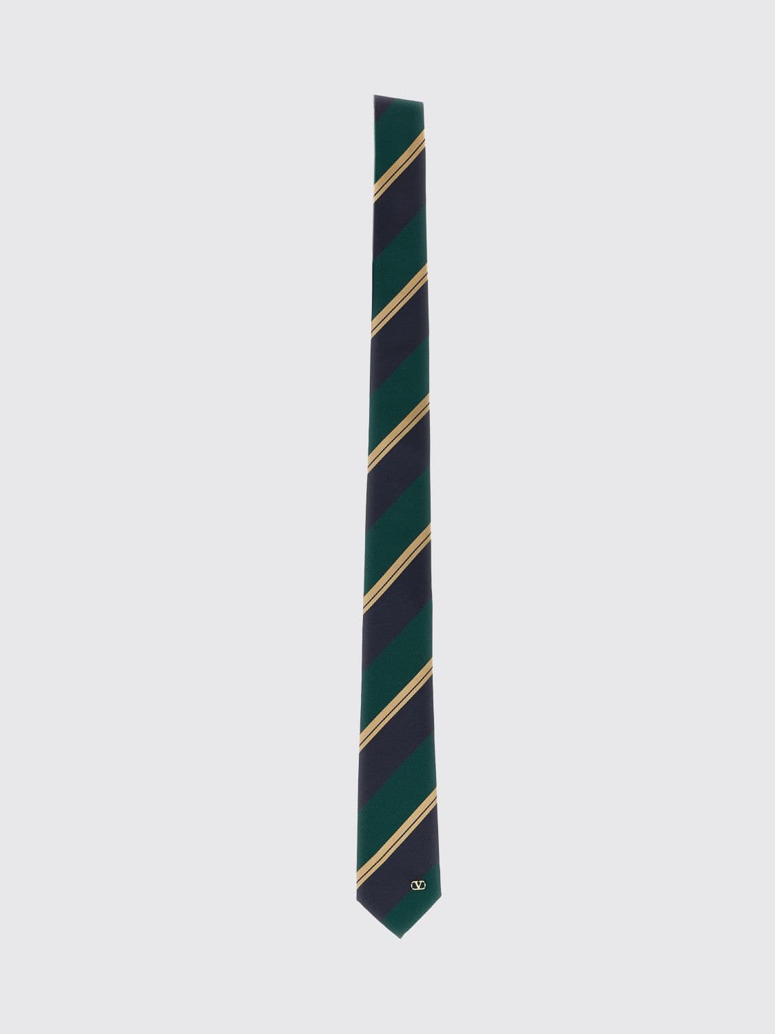 Valentino Garavani Striped Pure Silk Tie with VLogo Signature Detail