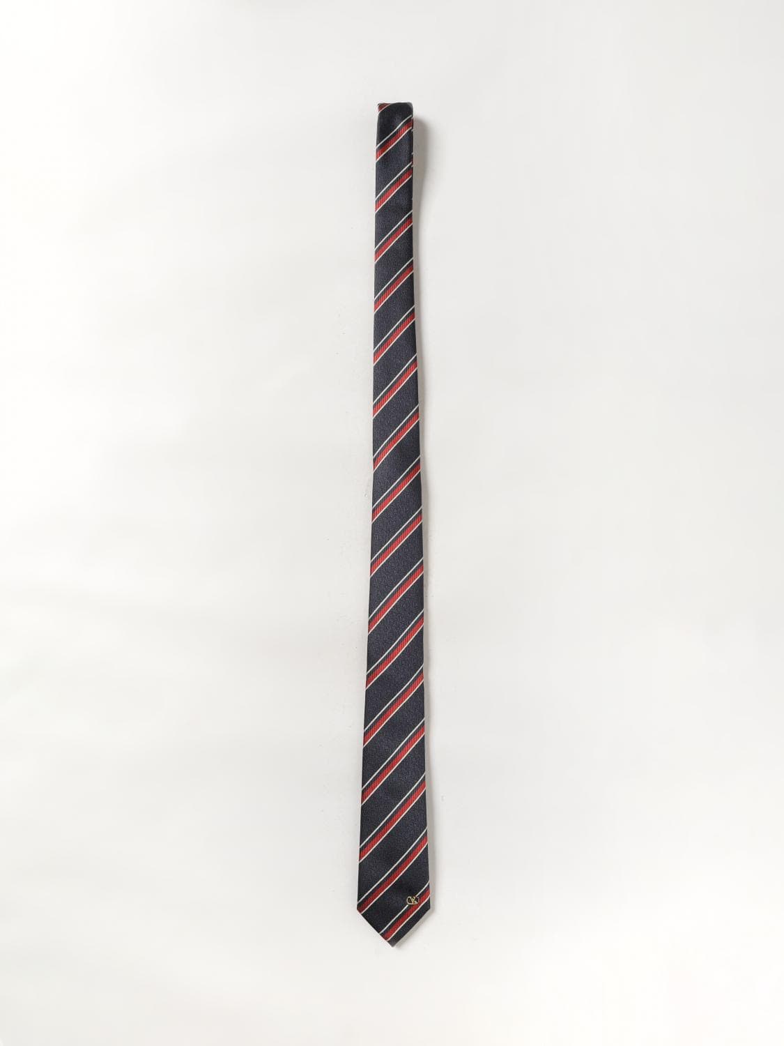 Valentino Garavani Striped Pure Silk Tie with VLogo Signature Detail