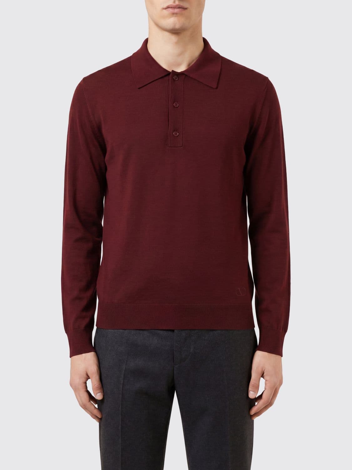 Valentino Long-Sleeved Knitted Virgin Wool Polo