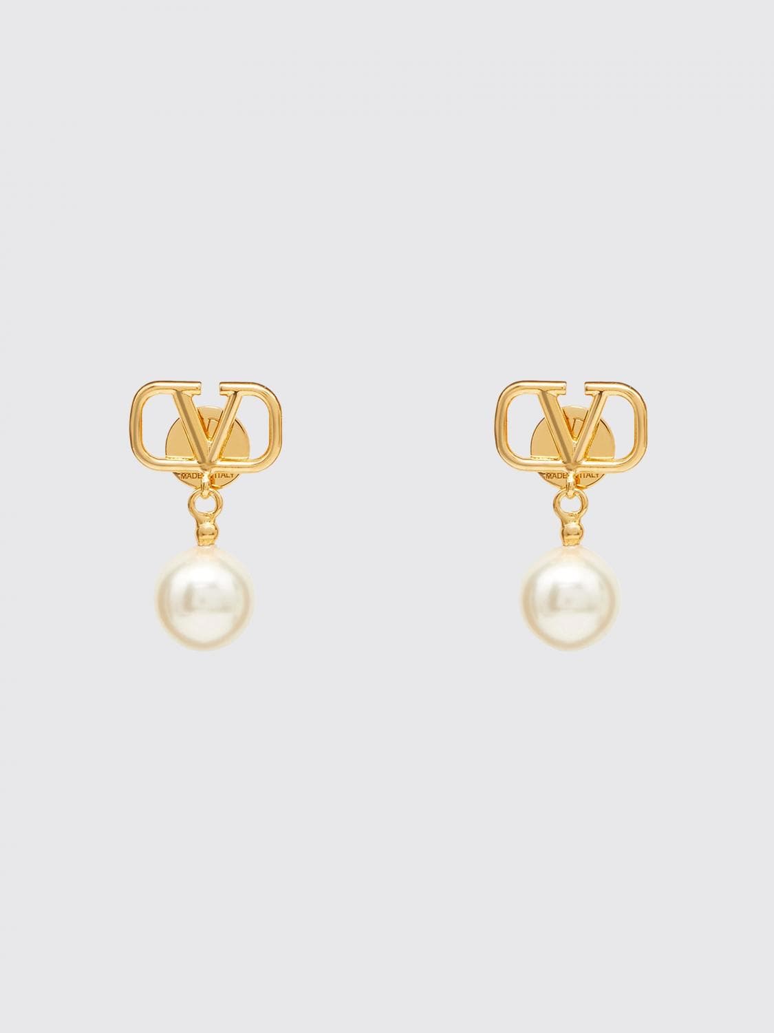 Valentino Garavani VLogo Signature Pendant Earrings in Brass with Pearls · OS