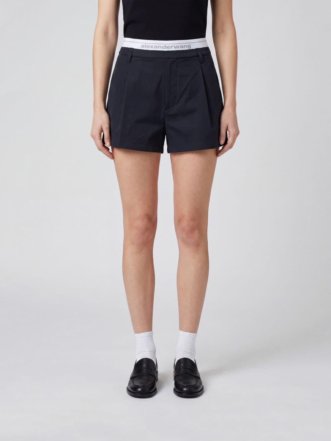 Alexander Wang Cotton-Blend Shorts with Logo Elastic Waistband
