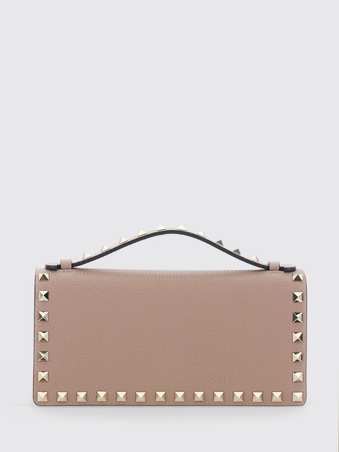 Valentino Garavani Rockstud Calfskin Leather Handbag with Studs and Chain Strap · OS