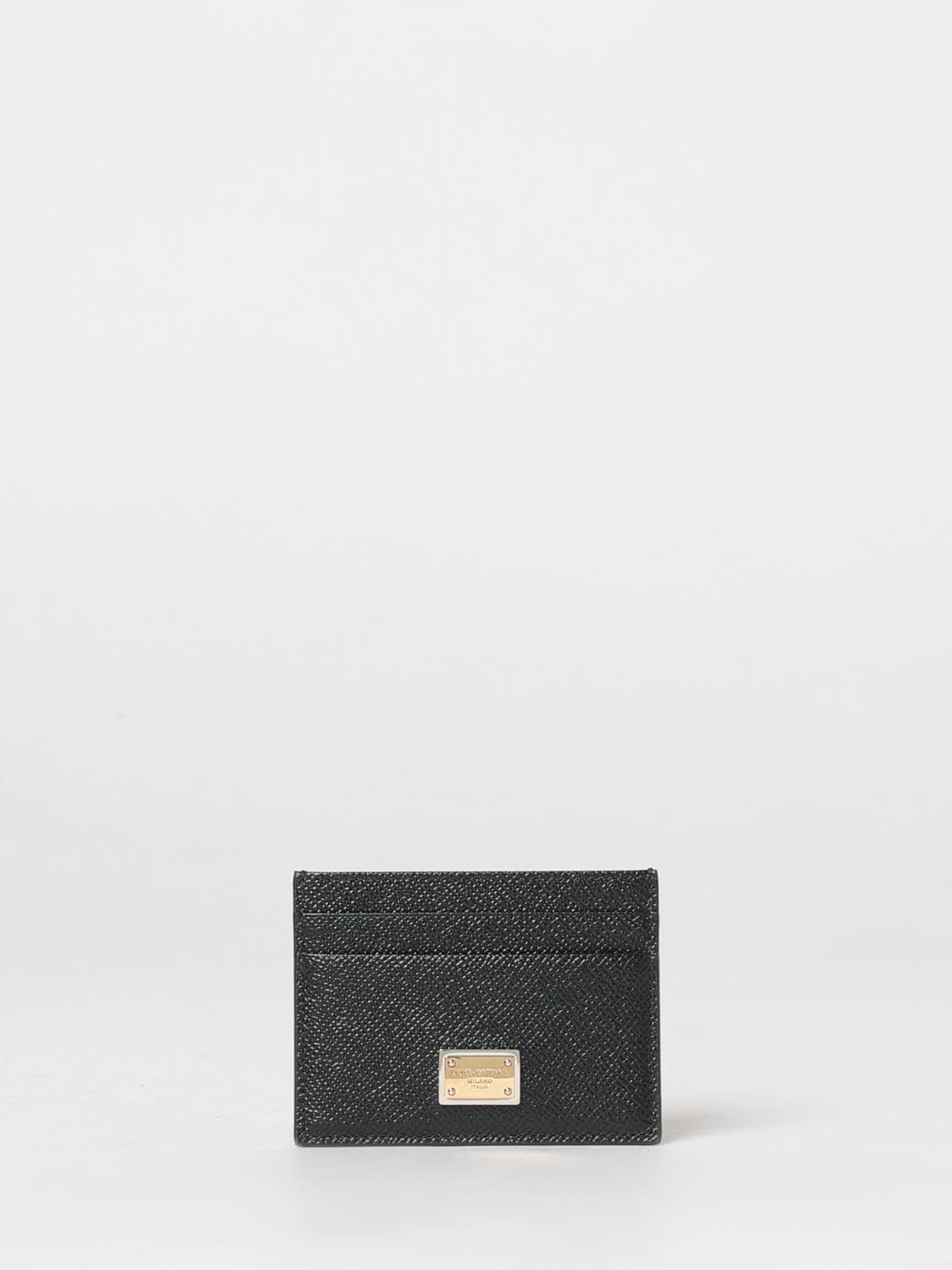 Dolce & Gabbana Grained Calfskin Card Holder with Metallic Logo · OS