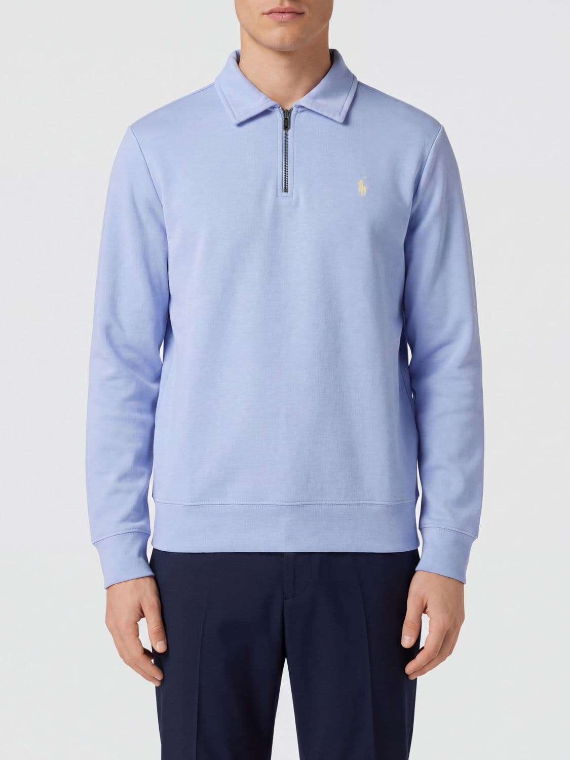 Polo Ralph Lauren Long-Sleeve Cotton Polo Shirt with Zip Closure and Embroidered Logo