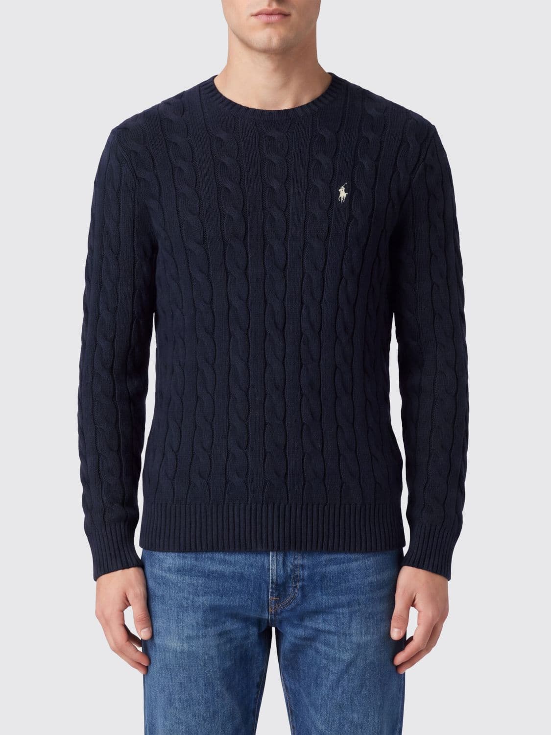 Polo Ralph Lauren Cotton Crewneck Jumper with Embroidered Pony Logo