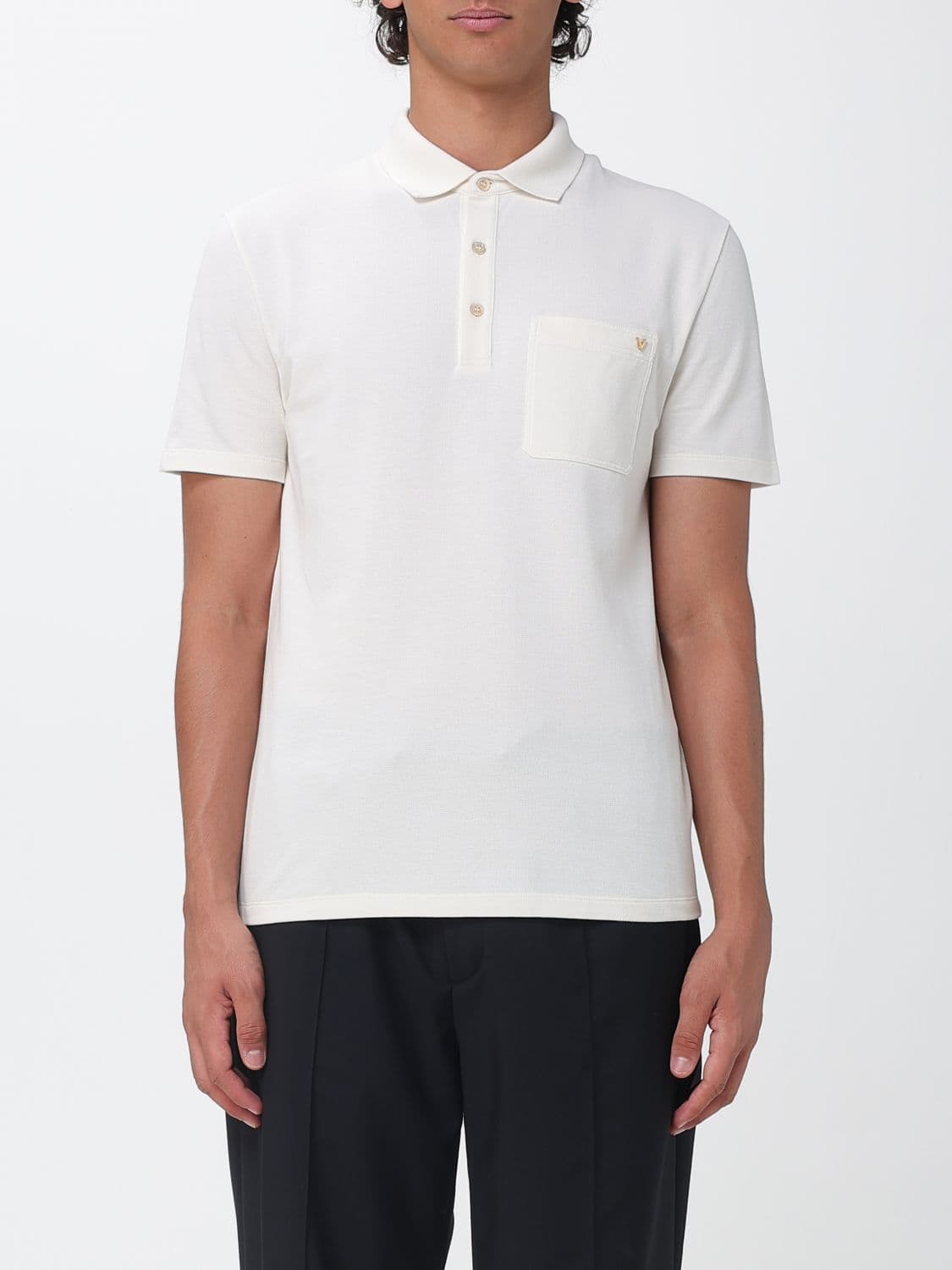 Valentino Garavani Cotton Polo Shirt with VLogo Signature and Patch Pocket