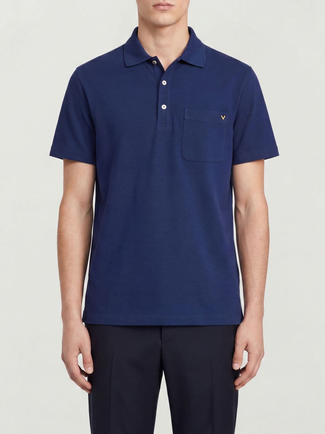 Valentino Garavani Cotton Polo Shirt with VLogo Signature and Patch Pocket