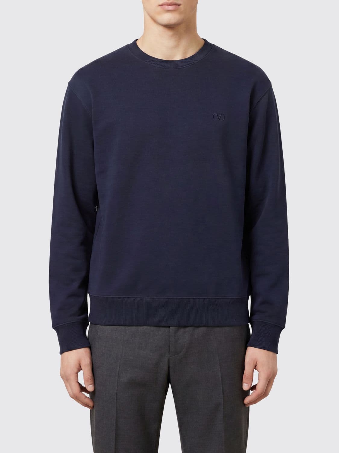 Valentino Crewneck Cotton Sweatshirt with Long Sleeves