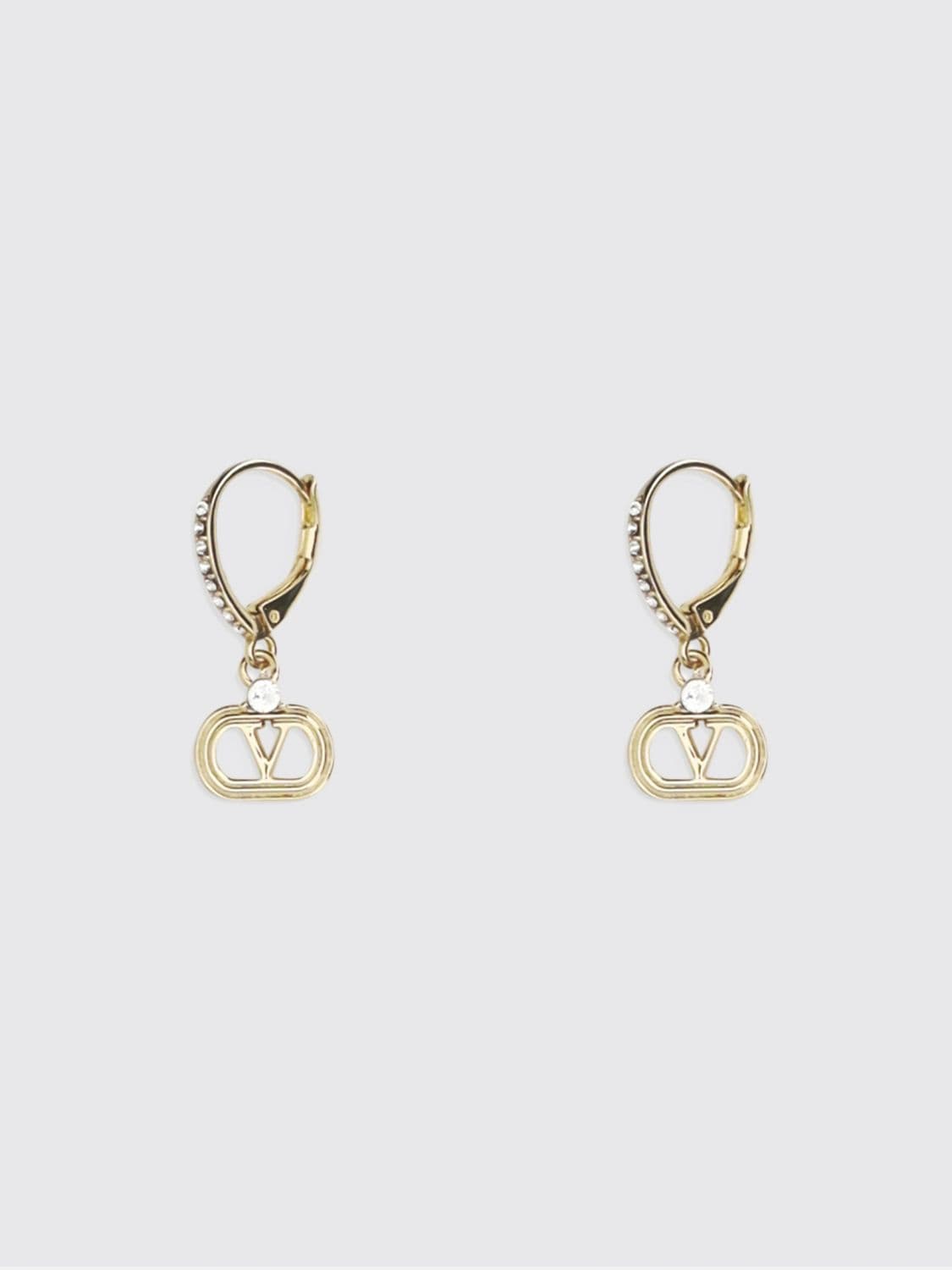 Valentino Garavani VLogo Signature Pendant Earrings in Brass with Rhinestones · OS