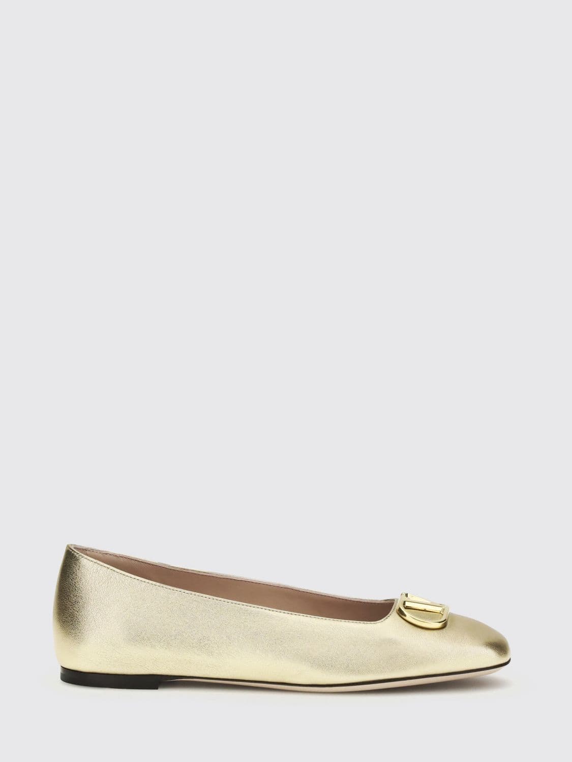 Valentino Garavani VLogo Signature Gold Laminated Nappa Ballet Flats