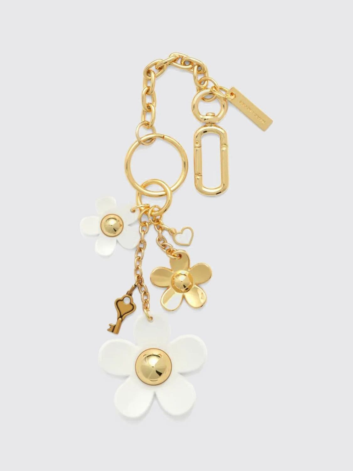 Marc Jacobs Daisy Floral Metal Charm Keychain with Engraved Logo · OS