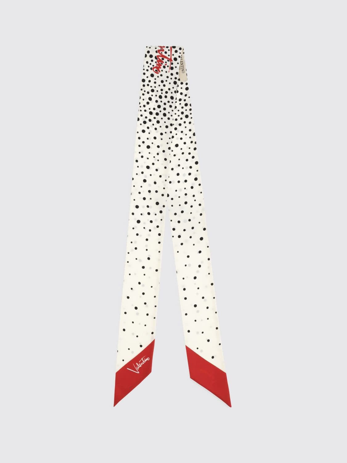 Valentino Garavani Polka Dot Print Silk Bandeau Scarf with Contrast Logo · OS