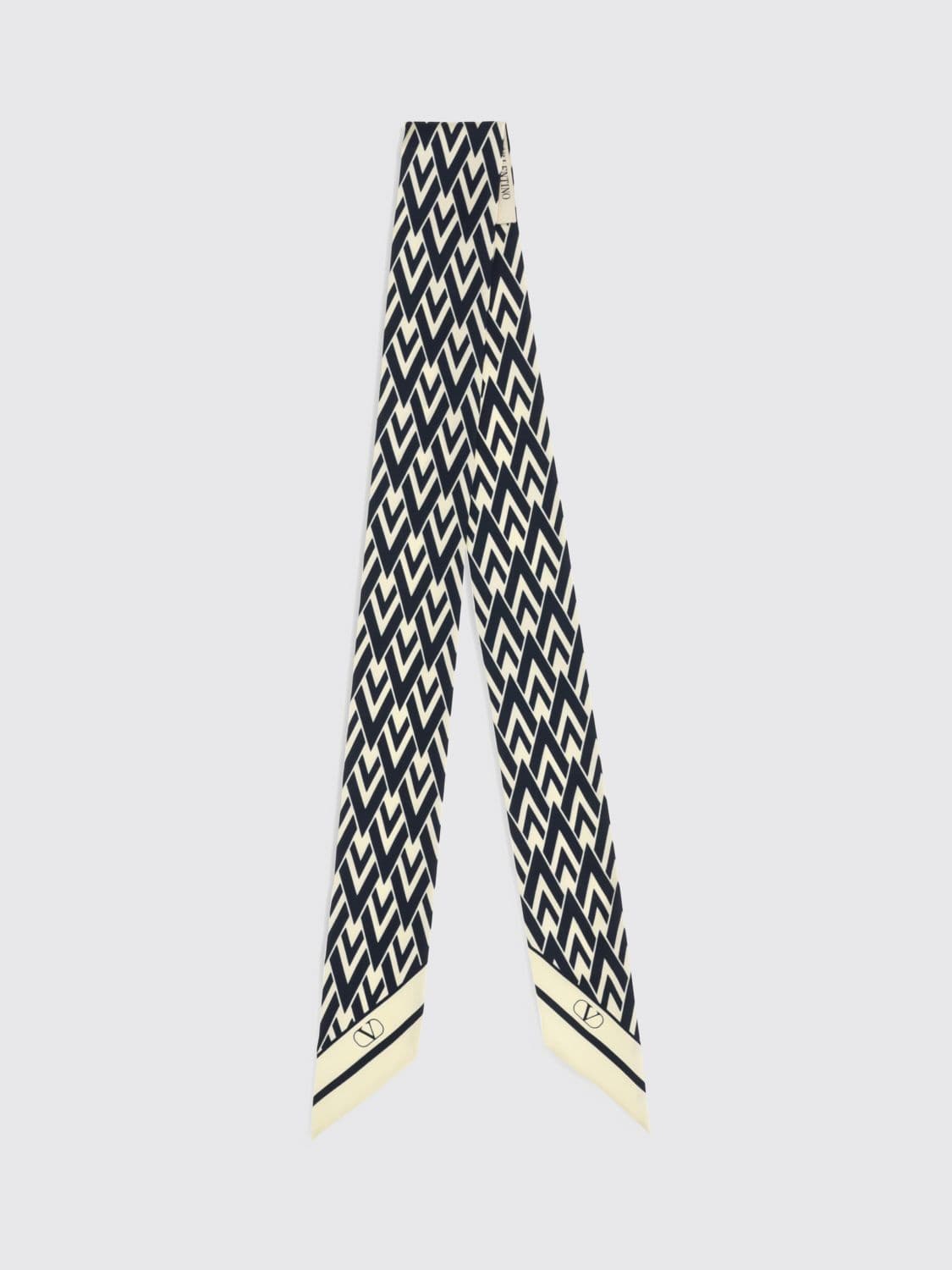 Valentino Garavani All-Over Monogram Logo Print Silk Bandeau Scarf · OS