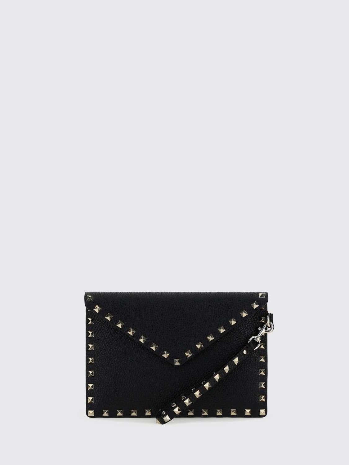 Valentino Garavani Rockstud Grained Calfskin Leather Pouch with Studs and Handle