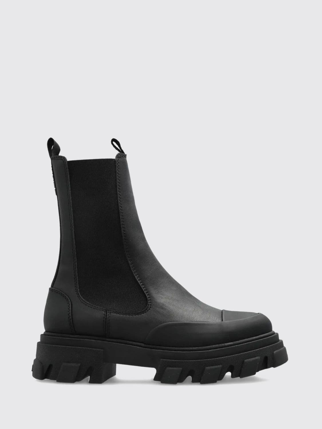 Ganni Recycled Leather Chelsea Boots with Lug Sole and Round Toe
