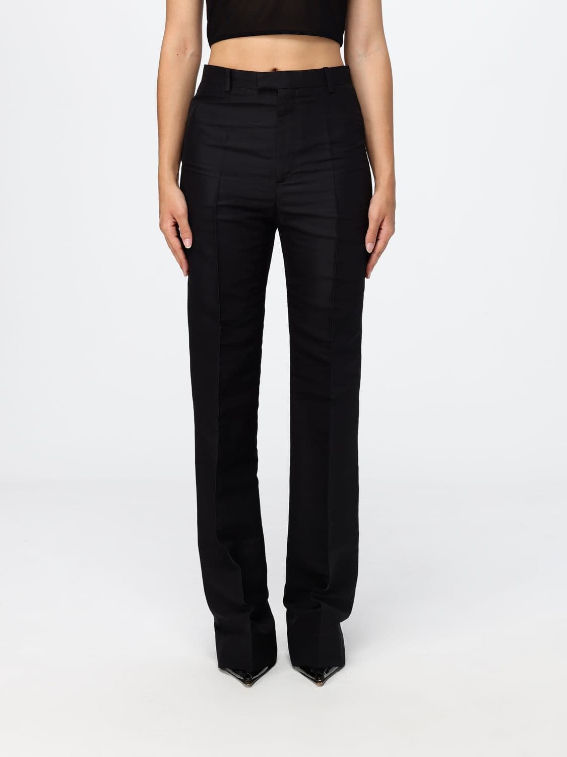 Gucci Slim Fit Flared Silk Trousers with Tailored Cut