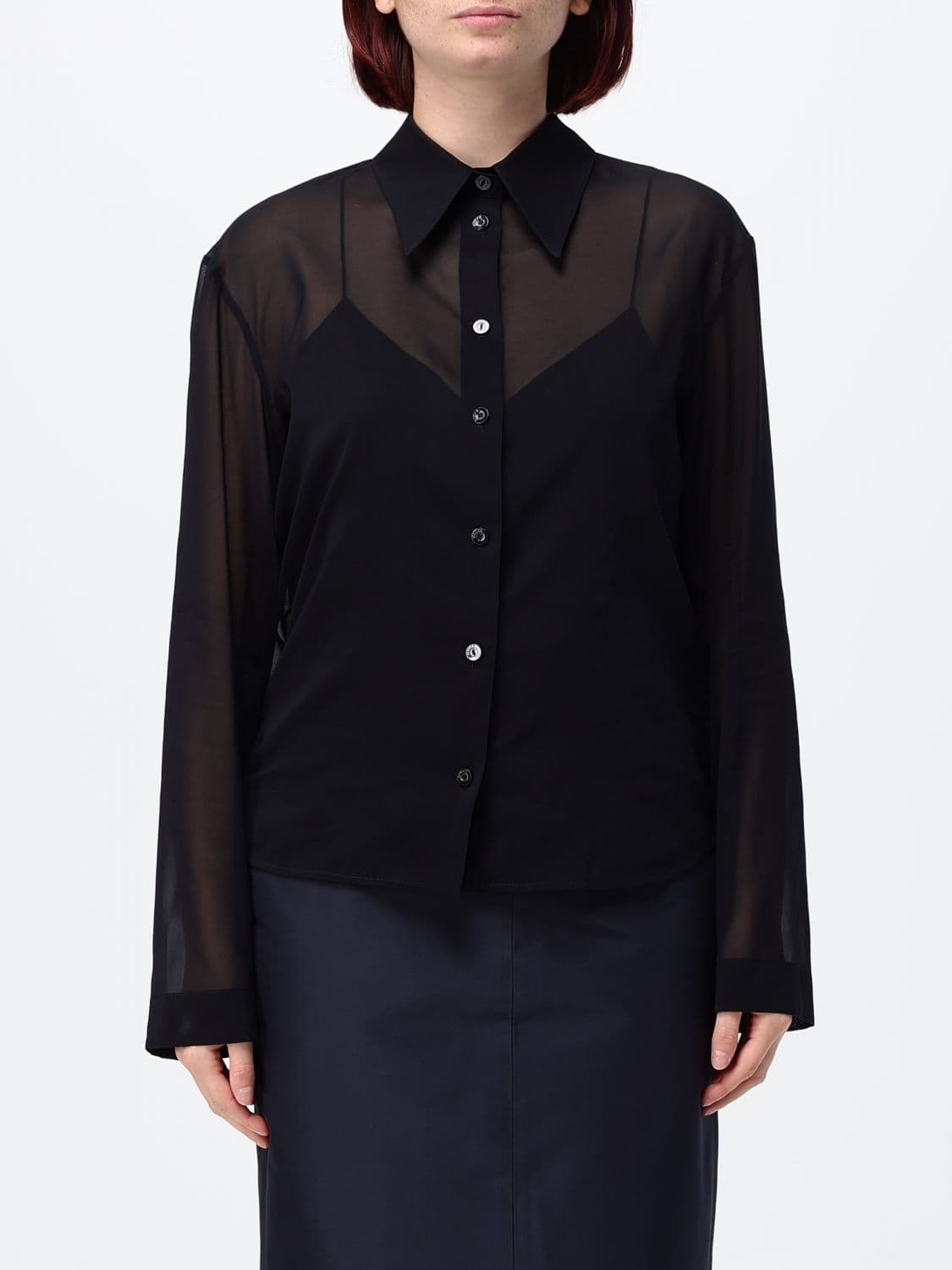 Gucci Sheer Silk Chiffon Shirt with a Classic Collar for Evening Wear
