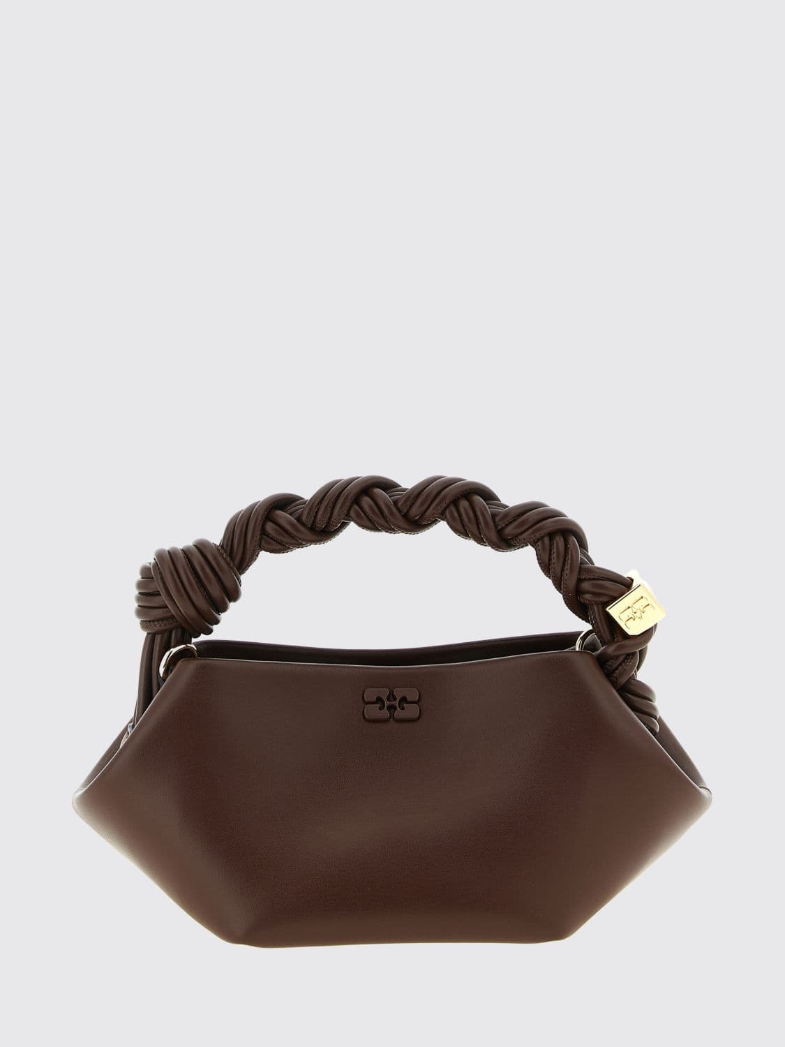 Ganni Mini Recycled Leather Handbag with Butterfly Logo and Braided Handle