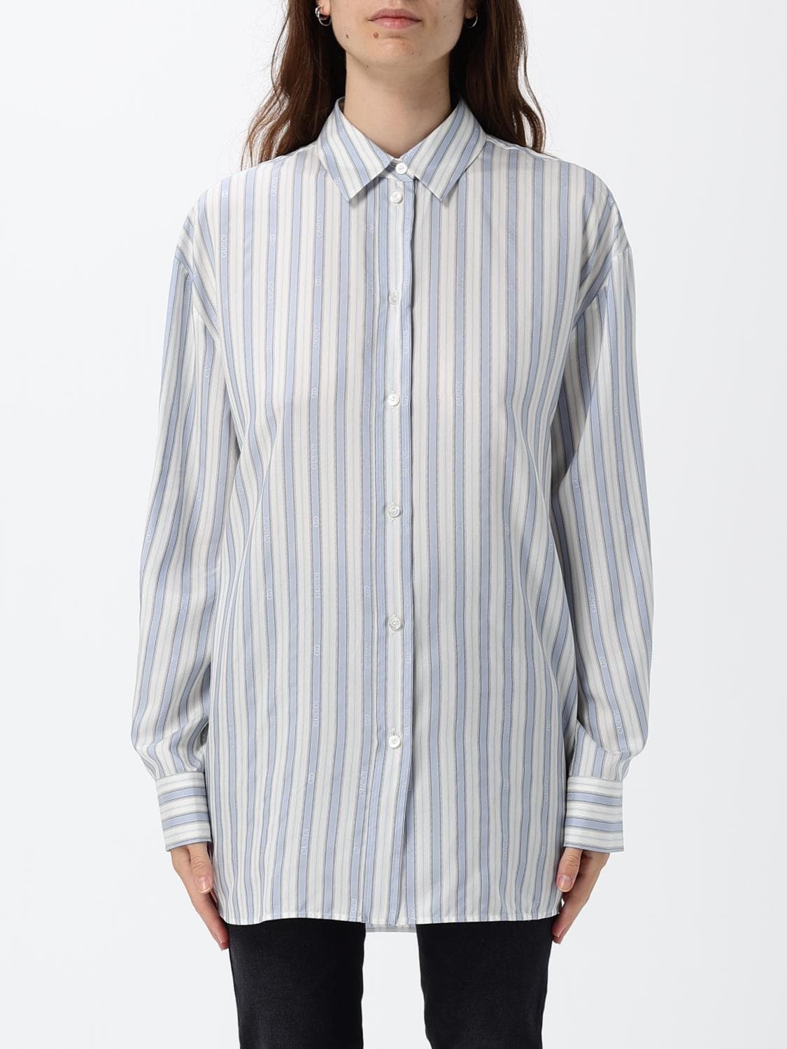 Gucci Striped Silk Relaxed Fit Shirt with French Collar and Dropped Shoulders