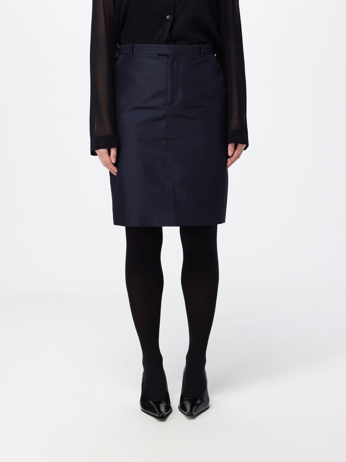 Gucci Silk Mini Pencil Skirt with High Waist and Offset Closure