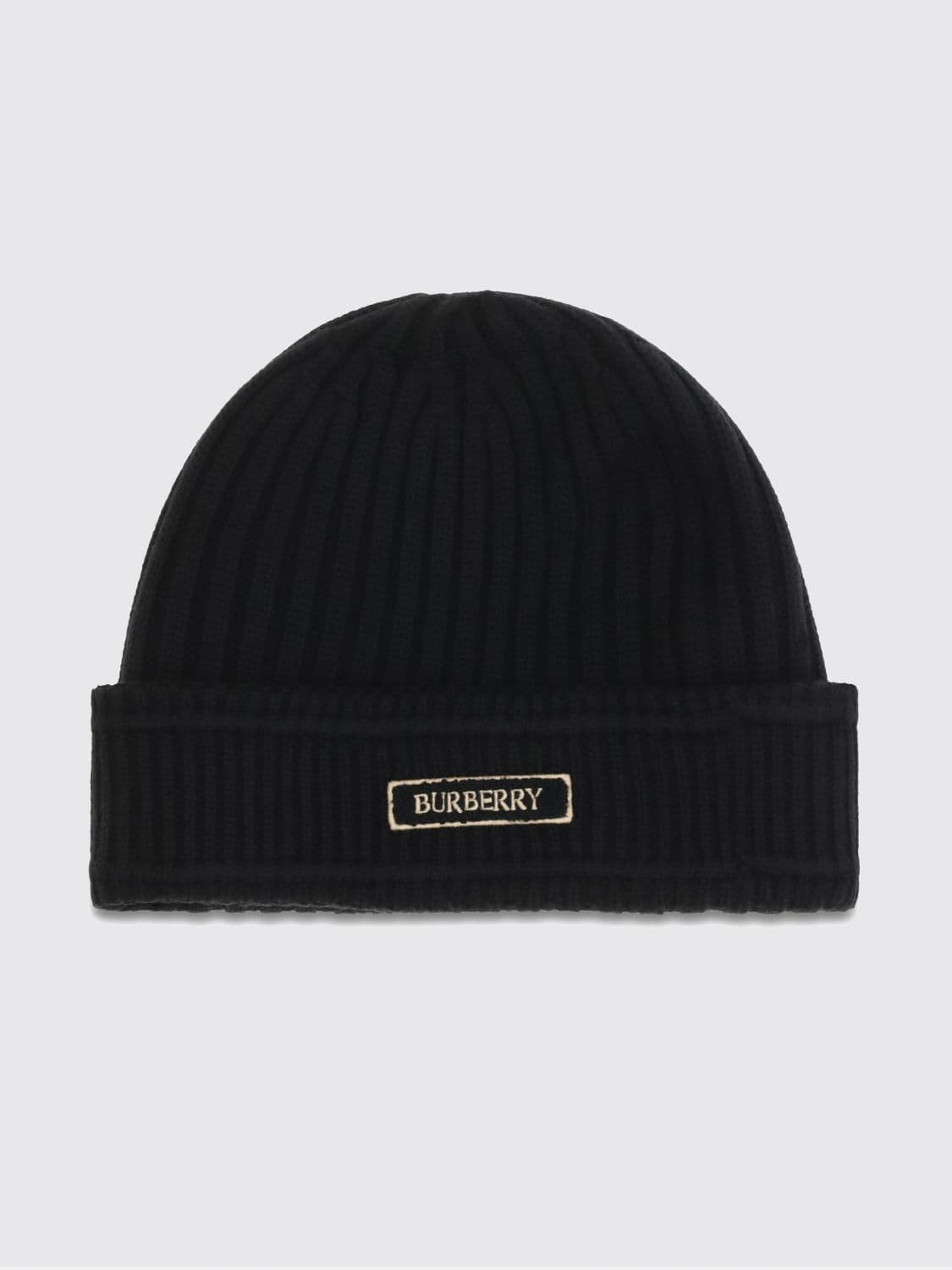 Burberry Ribbed Merino Wool Beanie with Embroidered Logo · OS