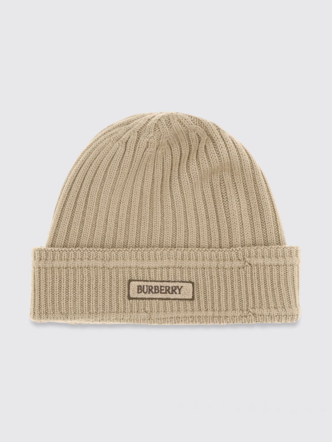 Burberry Ribbed Merino Wool Beanie with Turn-Up Hem and Logo · OS