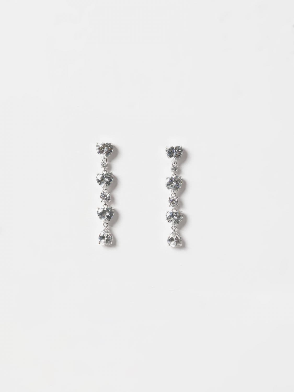 Self-Portrait Heart-Shaped Brass Drop Earrings with Crystals