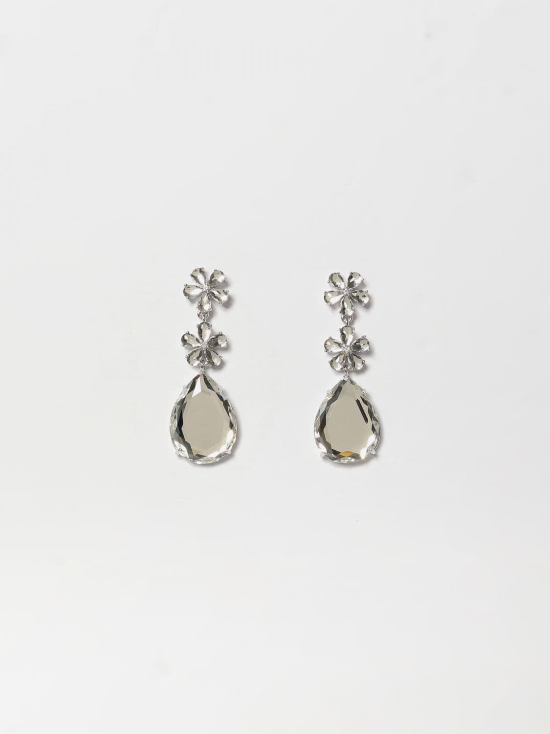 Self-Portrait Teardrop Crystal-Embellished Brass Drop Earrings