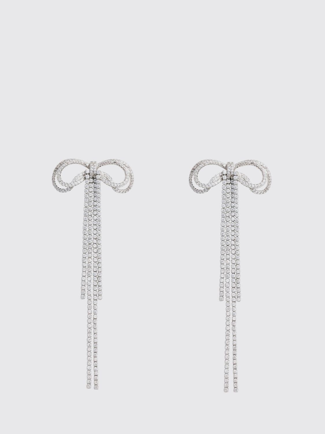 Self-Portrait Crystal-Embellished Dangle Earrings in Chromed Brass · OS