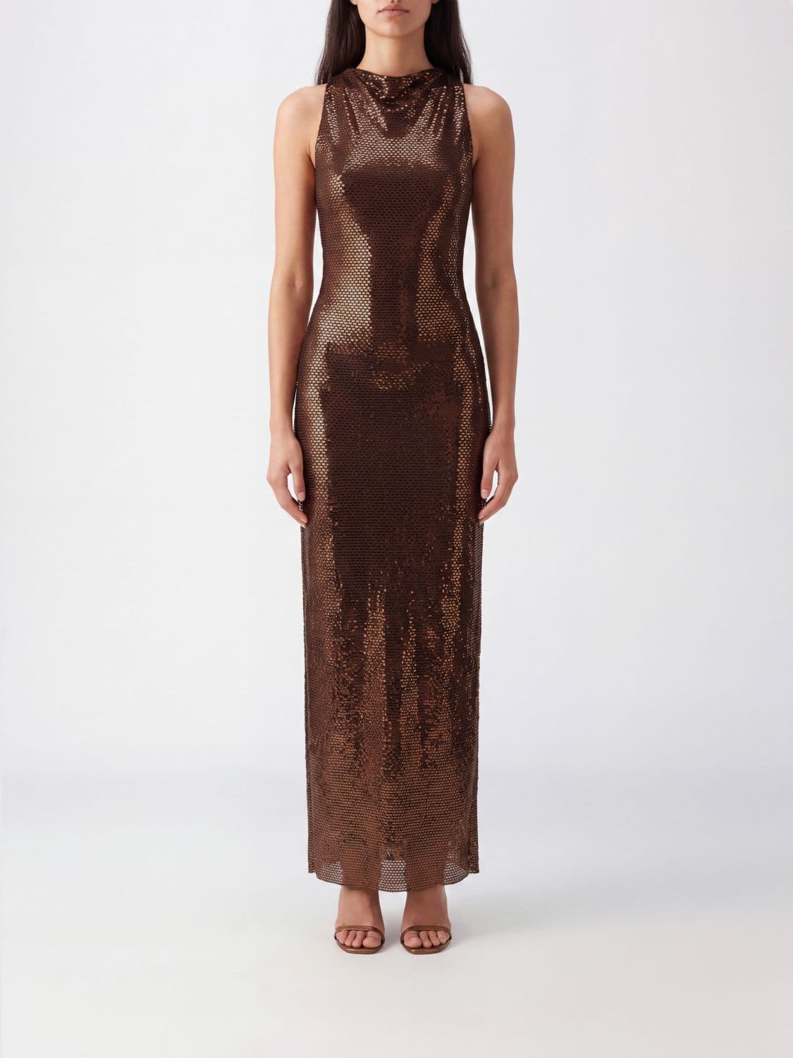 Self-Portrait One-Shoulder Rhinestone Embellished Long Evening Gown