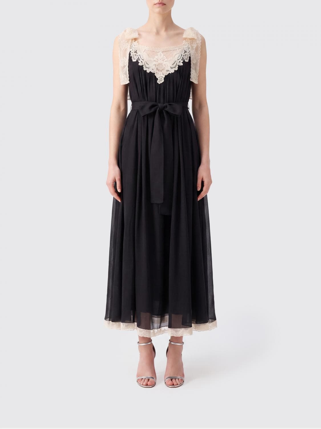 Zimmermann Roselight Off-the-Shoulder Midi Dress in Cotton and Silk with Lace Inserts · OS