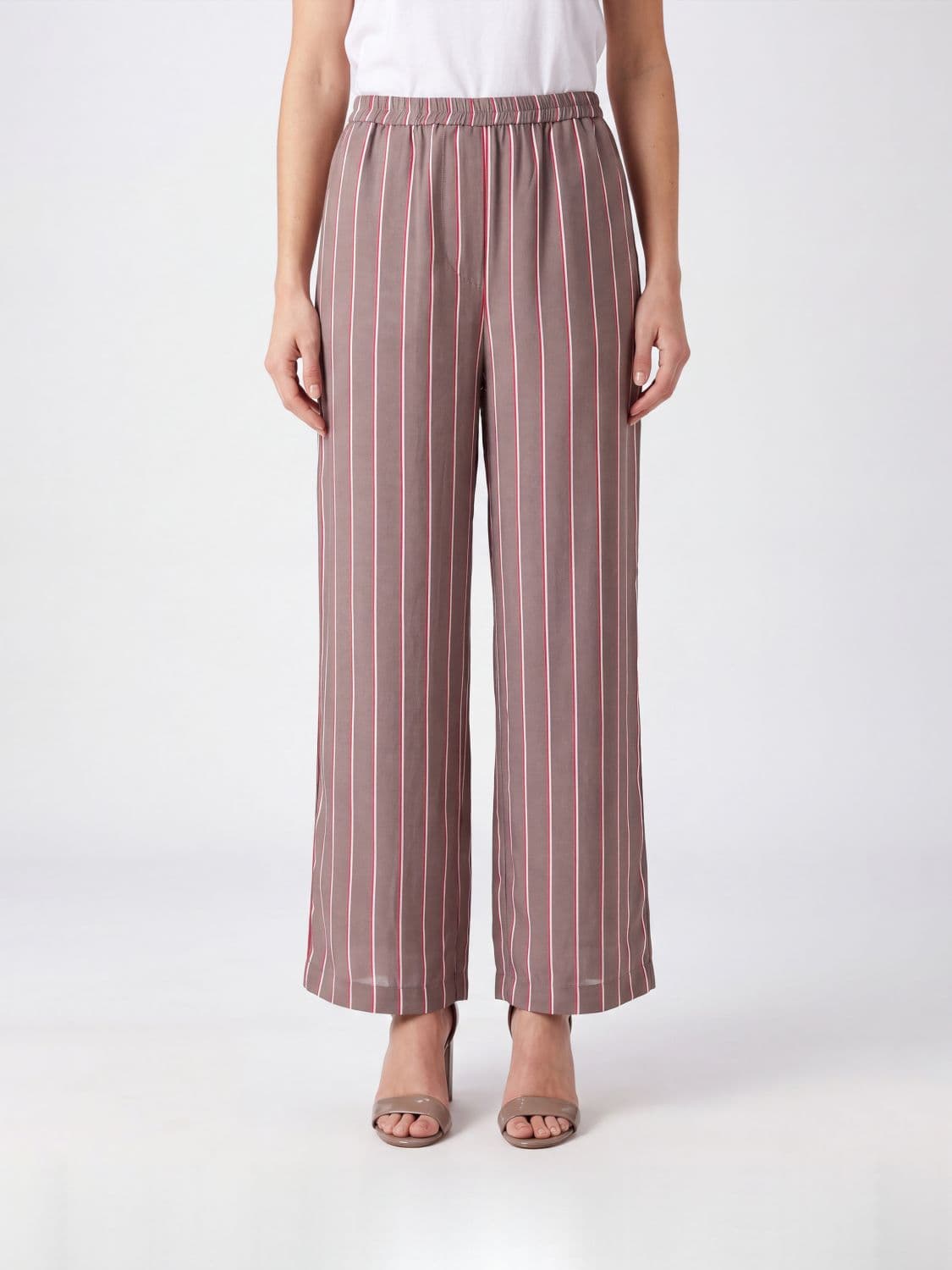 The Frankie Shop High-Waisted Striped Silk-Blend Palazzo Trousers