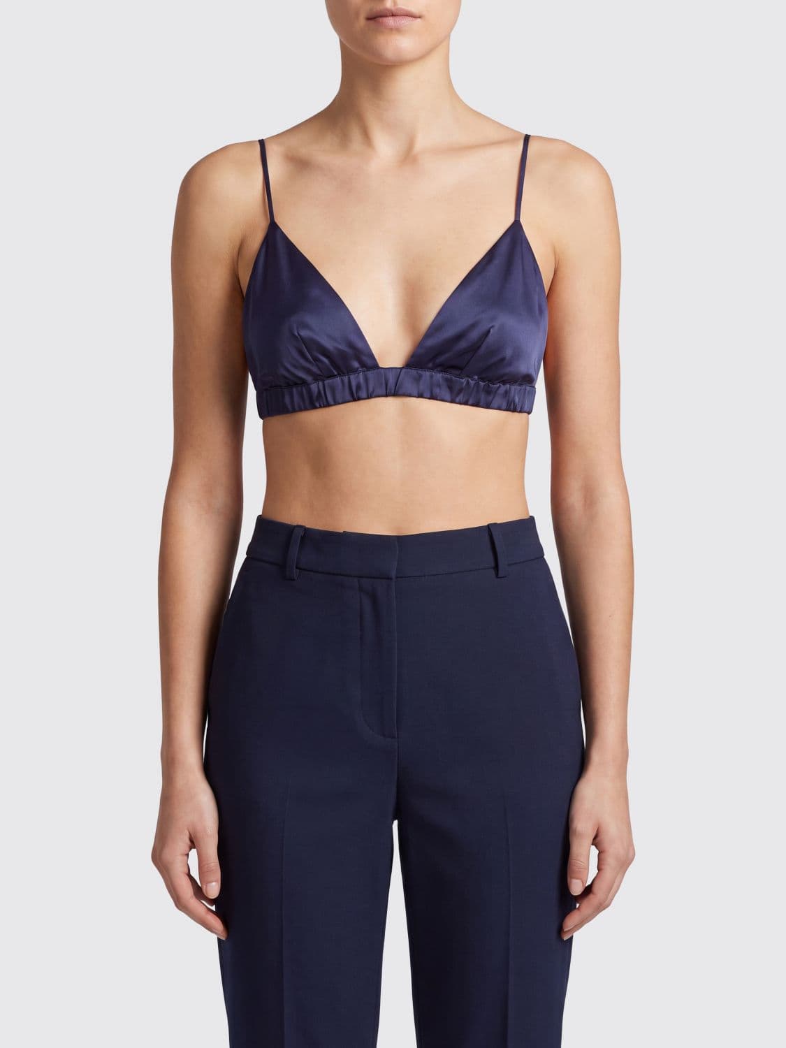 The Frankie Shop Nina V-Neck Cropped Satin Bralette Top