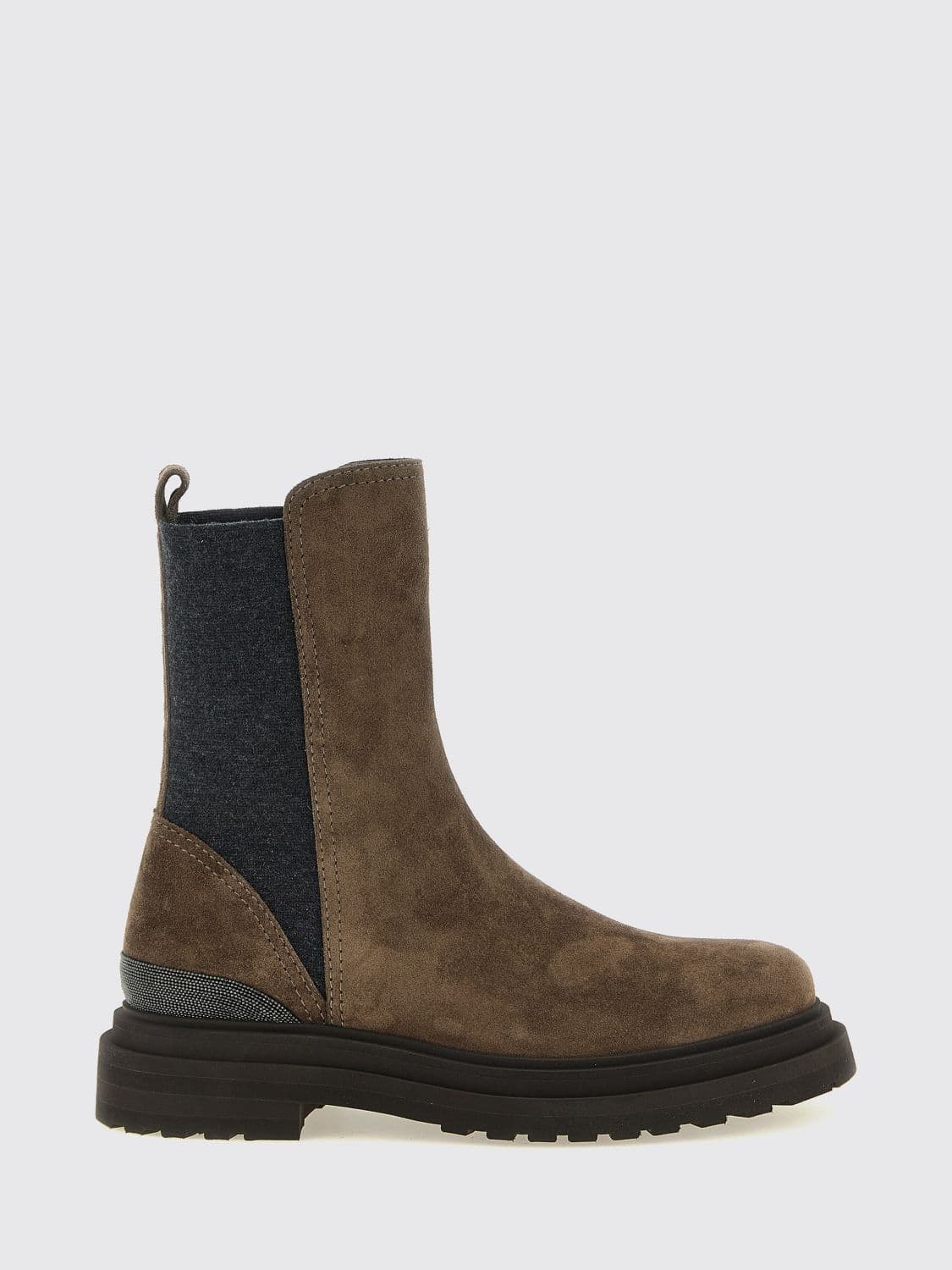 Brunello Cucinelli Bicolour Leather Chelsea Boots with Lug Sole