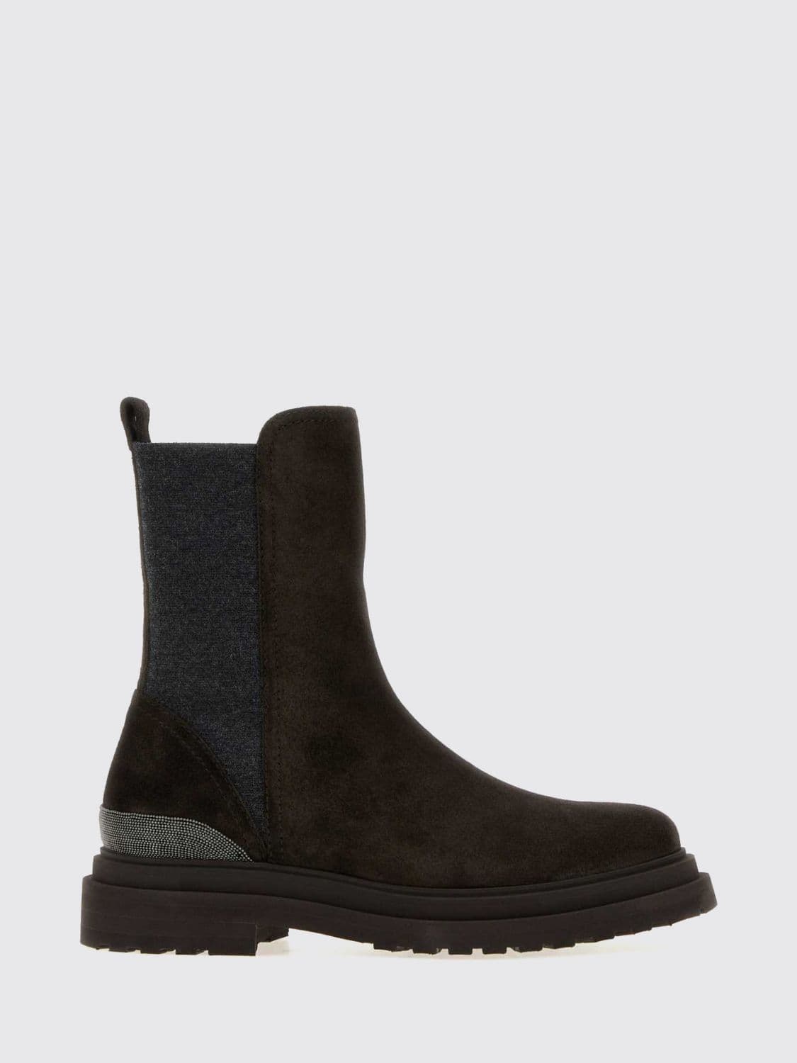 Brunello Cucinelli Bicolour Leather Chelsea Boots with Lug Sole
