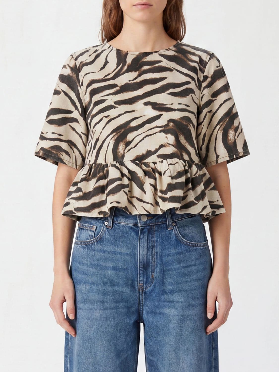 Ganni All-Over Zebra Print T-Shirt in Organic Cotton