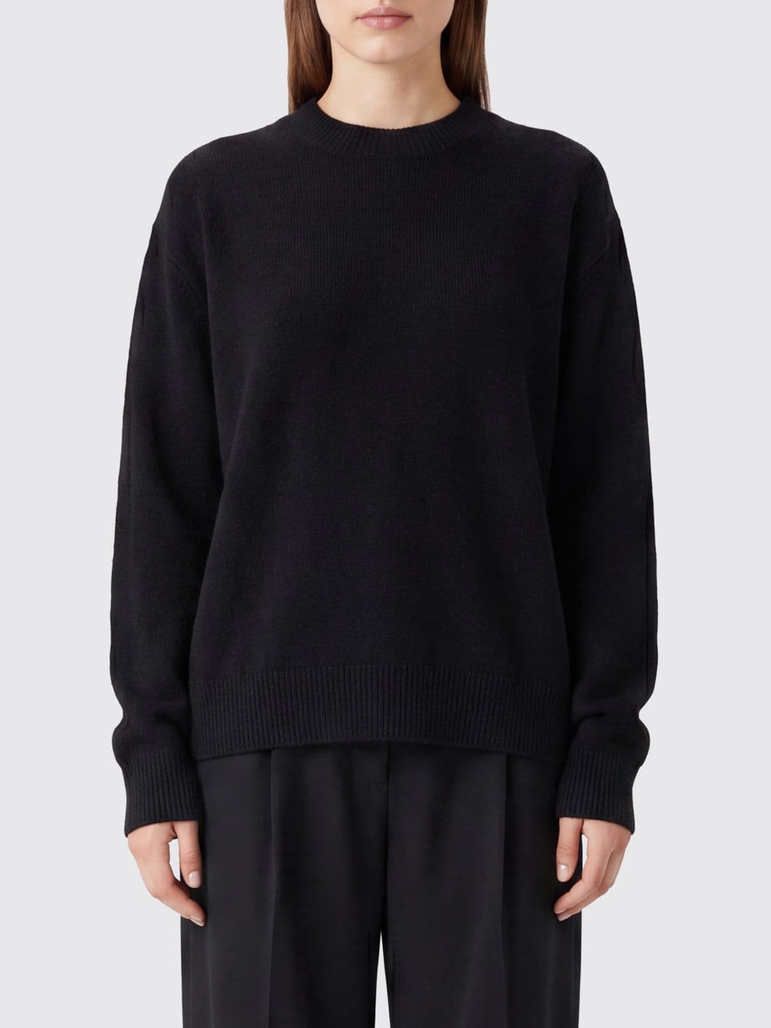 Anine Bing Pure Cashmere Crewneck Jumper with Dropped Shoulders