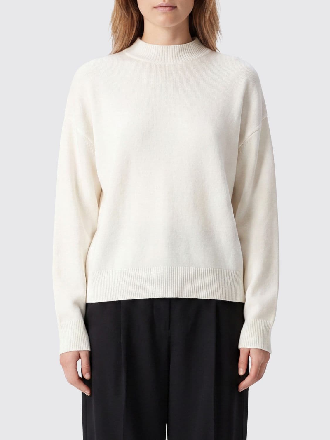 Anine Bing Pure Cashmere Crewneck Jumper with Dropped Shoulders
