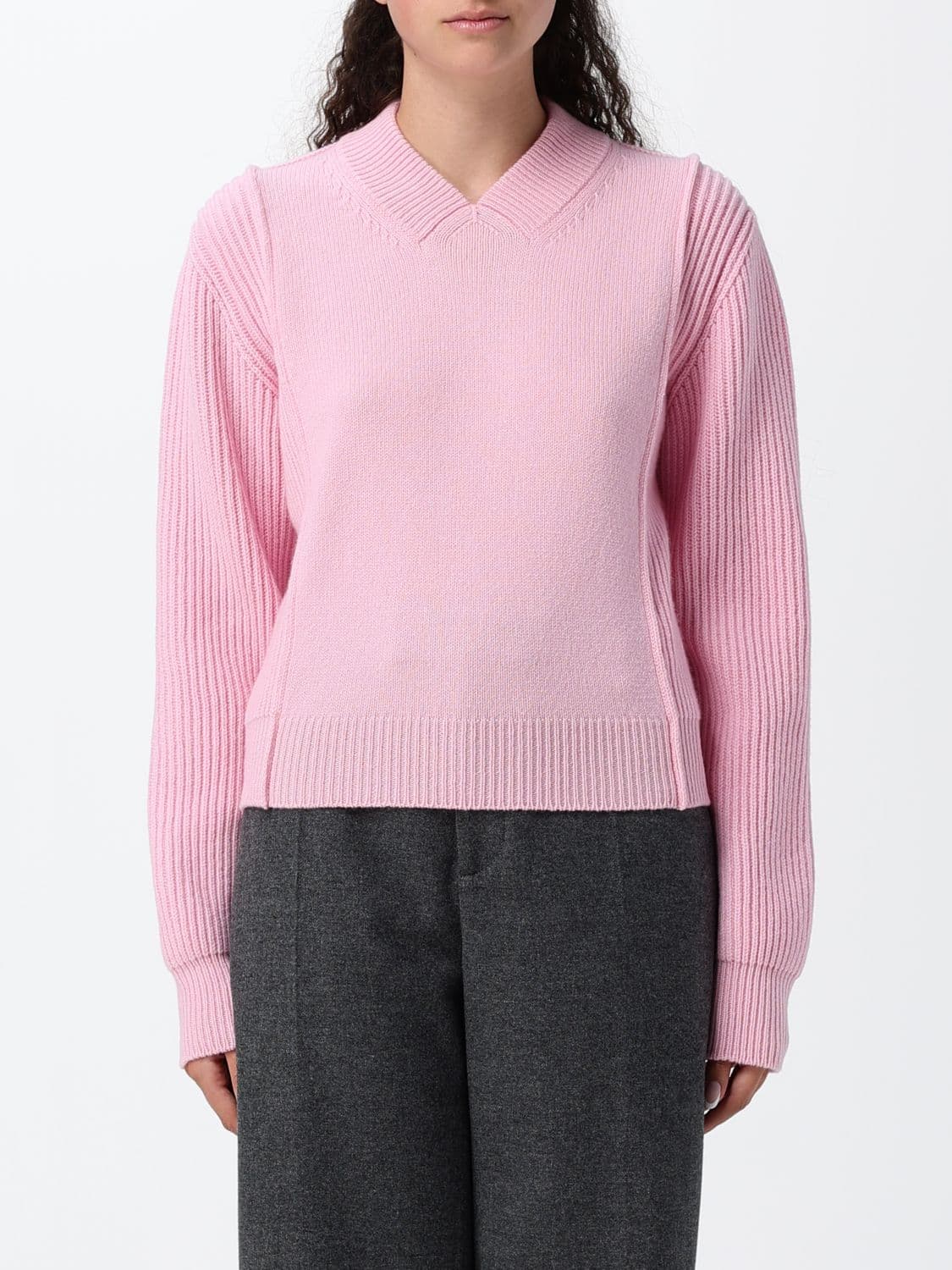 Marni V-Neck Relaxed Fit Jumper in Virgin Wool and Cashmere
