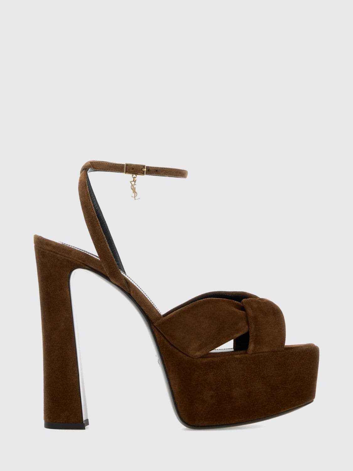 Saint Laurent Franciane YSL Logo Suede Platform Sandals
