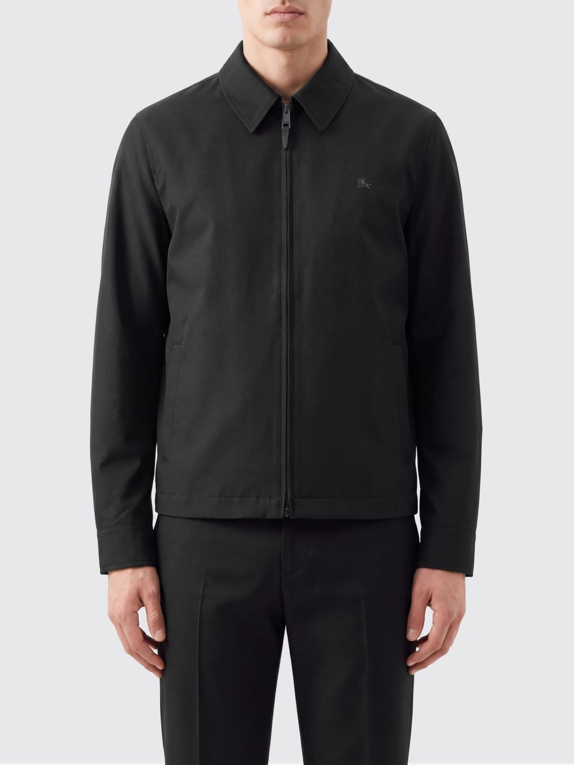 Burberry Wool Shirt Jacket with Zip Closure and EKD Logo